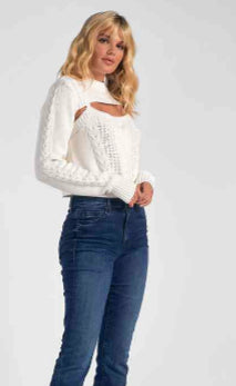 Elan Cut Out Cable Sweater