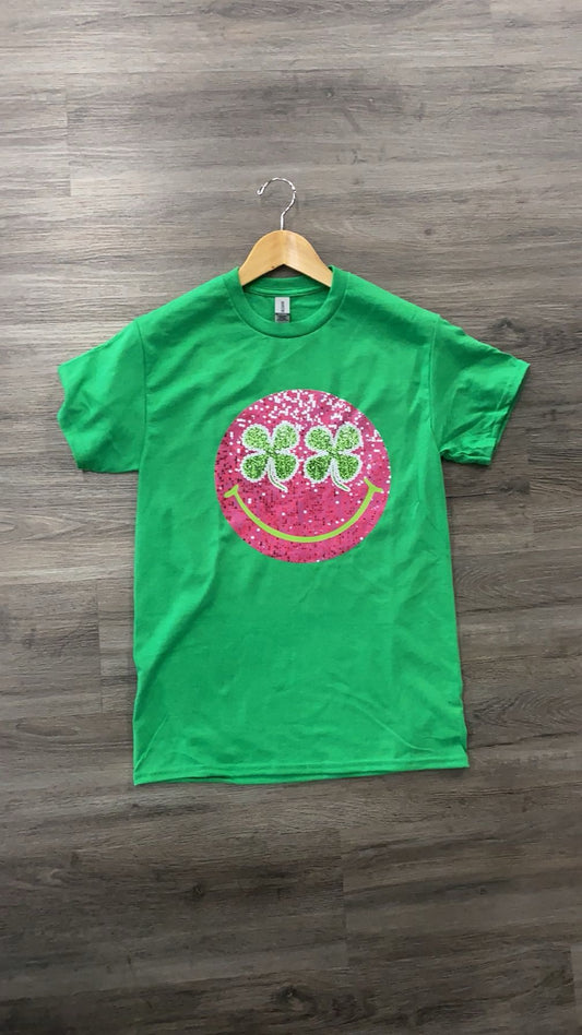Final Sale St. Patrick’s Day Green smiley shirt