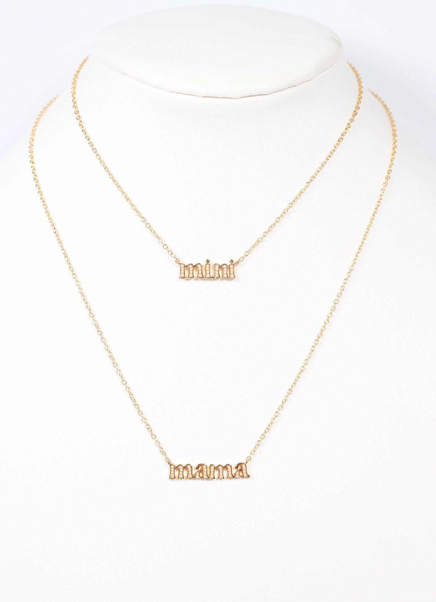 Pearl Lined Mama & Mini Necklace Set GOLD