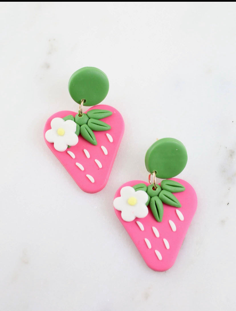 Strawberry Patch Clay Earring