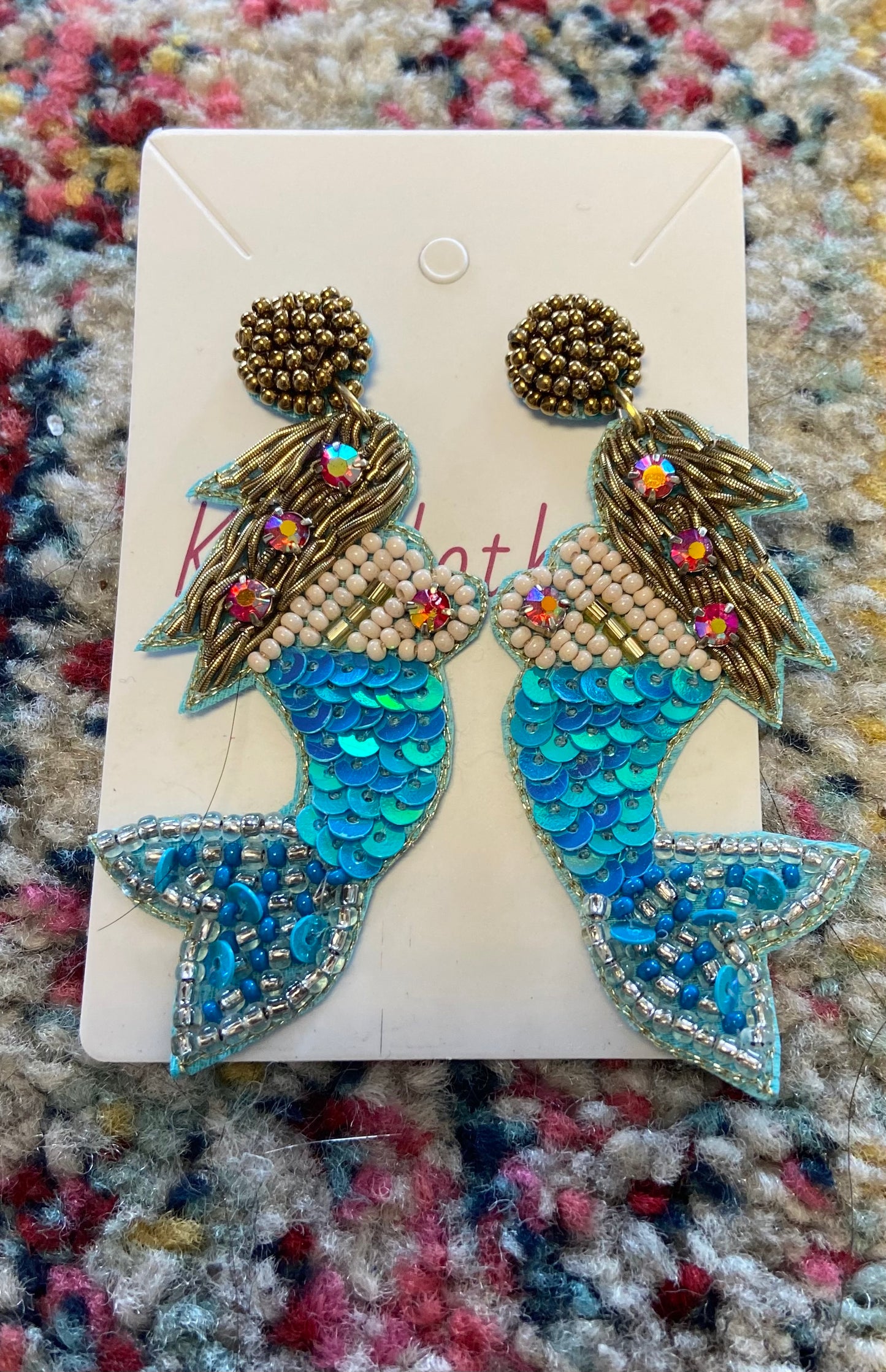 Mermaid Teal Bead Earrings