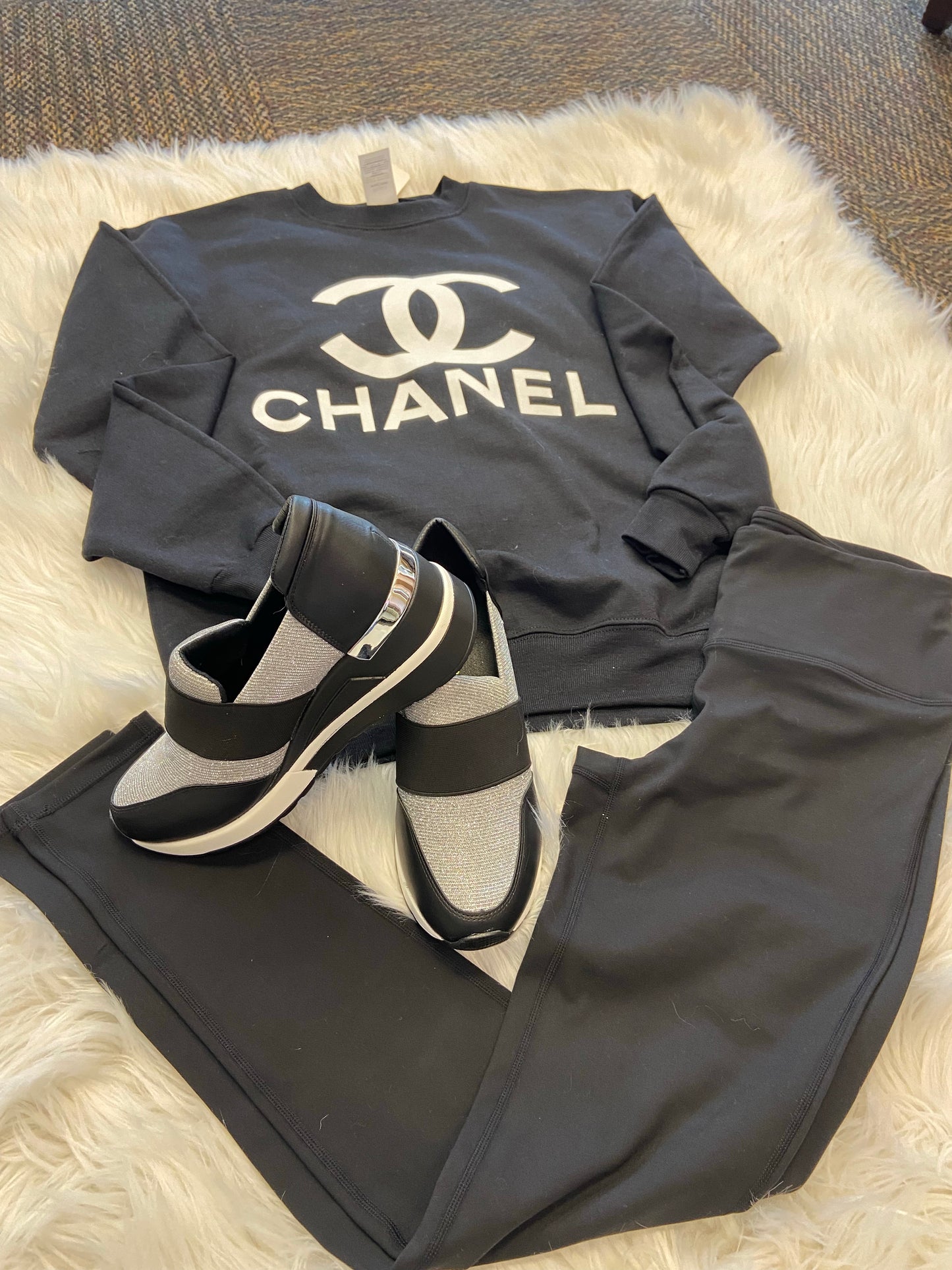 Black and Silver Wedge Sneakers